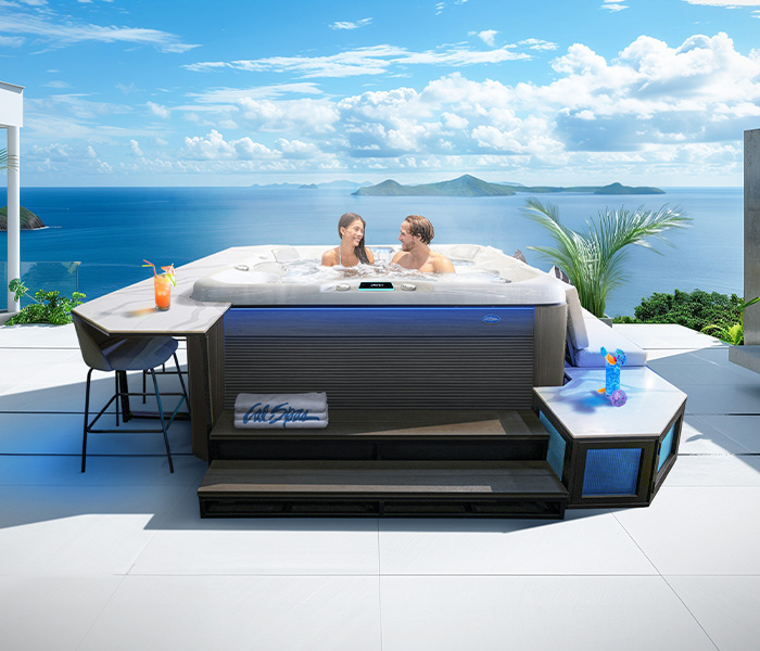 Calspas hot tub being used in a family setting - Bridge Port